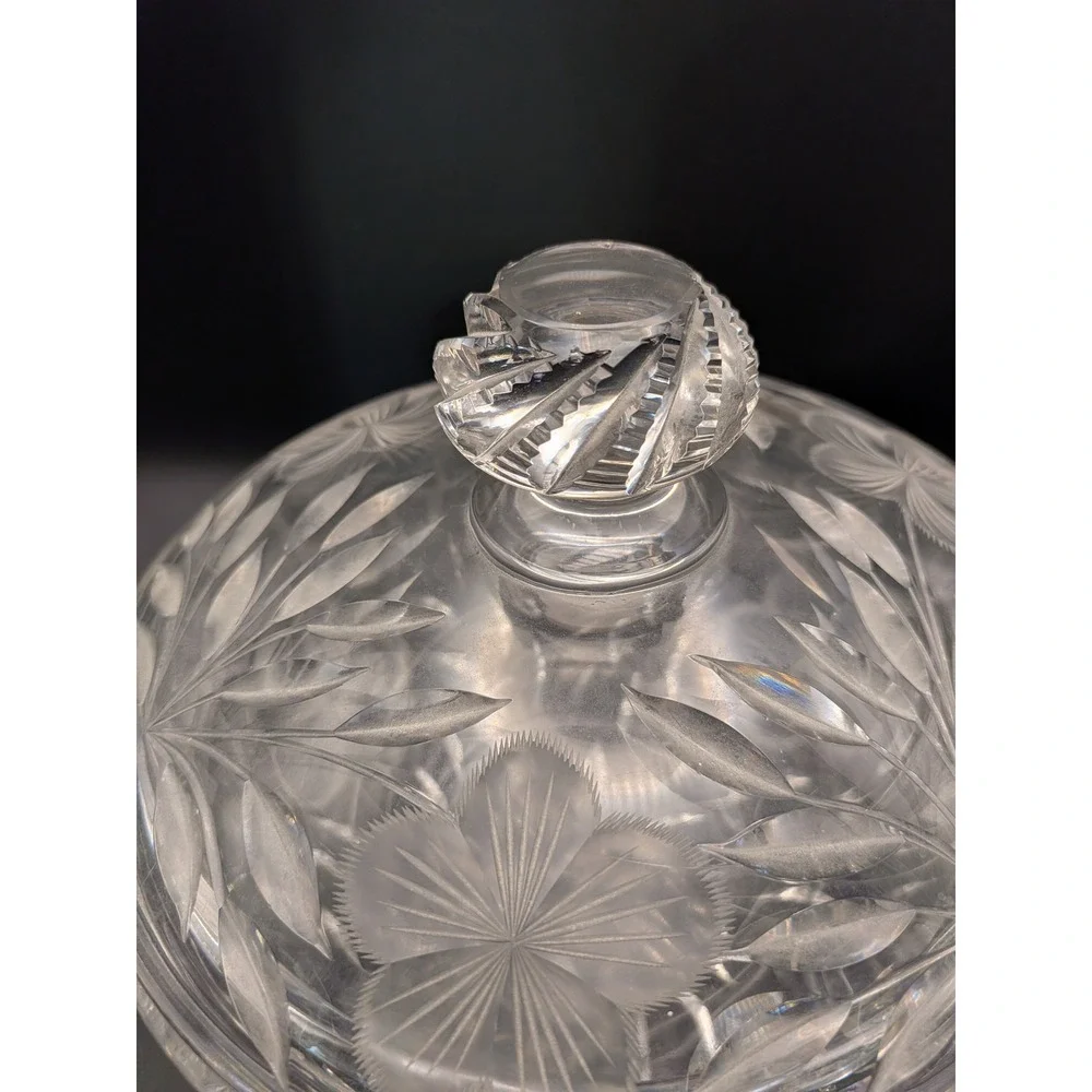 Vintage Heavy Cut Glass Crystal Covered Server